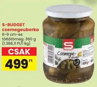 Spar S-BUDGET csemegeuborka ajánlat