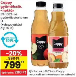 Spar Cappy gyümölcslé, -nektár ajánlat
