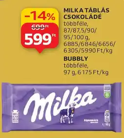 Auchan Milka táblás csokoládé ajánlat