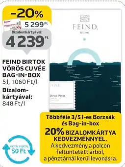 Auchan Feind birtok vörös cuvée bag-in-box ajánlat