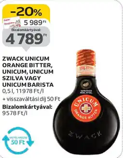 Auchan Zwack Unicum Orange bitter, Unicum, Unicum Szilva / Unicum barista ajánlat
