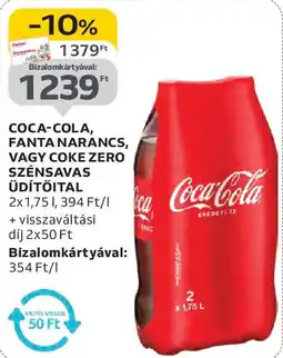 Auchan Coca-Cola, Fanta narancs, Coke Zero szénsavas üdítőital ajánlat