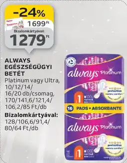 Auchan Always egészségügyi betét ajánlat
