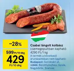 Tesco Csabai lángolt kolbász ajánlat