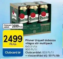 Tesco Pilsner Urquell dobozos világos sör multipack ajánlat