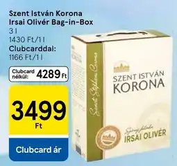 Tesco Szent István Korona Irsai Olivér Bag-in-Box ajánlat