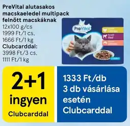 Tesco PreVital alutasakos macskaeledel multipack felnőtt macskáknak ajánlat