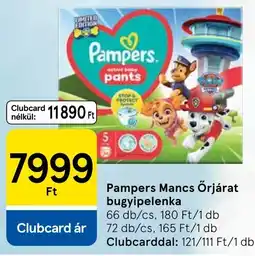 Tesco Pampers Mancs Őrjárat bugyipelenka ajánlat