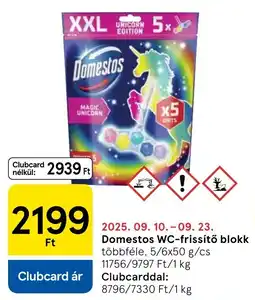 Tesco Domestos WC-frissítő blokk ajánlat