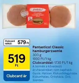 Tesco Pantastico! Classic hamburgerzsemle ajánlat