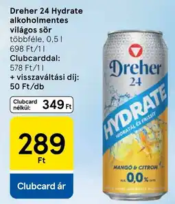 Tesco Dreher 24 Hydrate alkoholmentes világos sör ajánlat