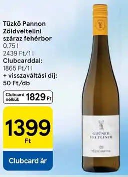 Tesco Tűzkő Pannon Zöldveltelini száraz fehérbor ajánlat