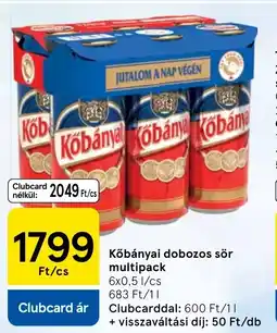 Tesco Kőbányai dobozos sör multipack ajánlat