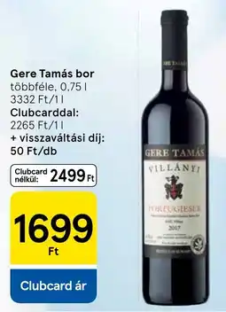 Tesco Gere Tamás bor ajánlat