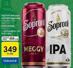 Tesco Soproni dobozos sörkülönlegesség ajánlat