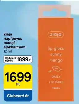 Tesco Ziaja napfényes mangó ajakbalzsam ajánlat