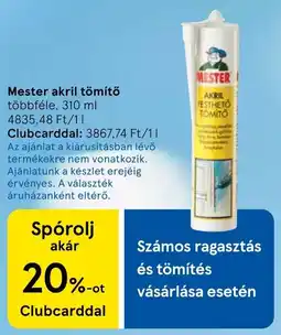 Tesco Mester akril tömítő ajánlat