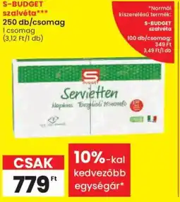 Spar S-BUDGET szalvéta ajánlat