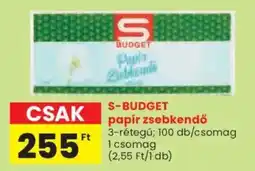Spar S-BUDGET papír zsebkendő ajánlat