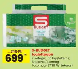 Spar S-BUDGET toalettpapír ajánlat