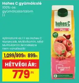 Spar Hohes C gyümölcslé 100% ajánlat