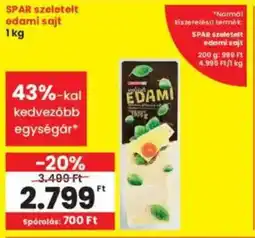 Interspar SPAR szeletelt edami sajt ajánlat
