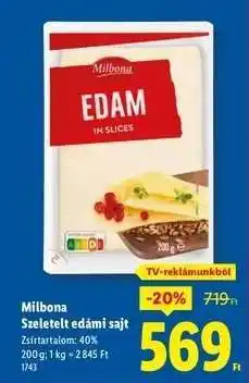 Lidl Milbona Szeletelt edámi sajt ajánlat
