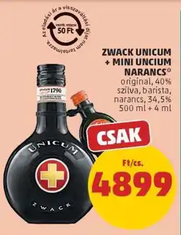 PENNY ZWACK UNICUM + MINI UNICUM NARANCS ajánlat