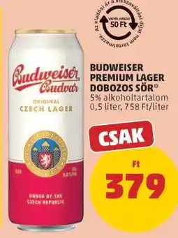 PENNY Budweiser Premium Lager Dobozos Sör ajánlat