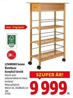 Lidl LIVARNO HOME Bambusz konyhai tároló ajánlat