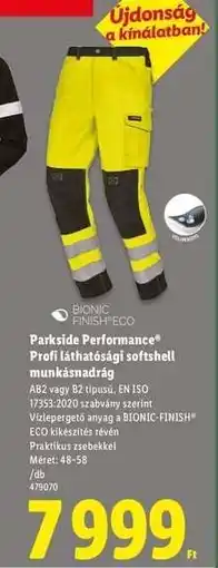 Lidl Parkside Performance Profi láthatósági softshell munkásnadrág ajánlat