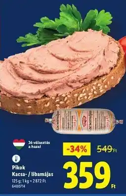 Lidl PIKOK Kacsa / libamájas ajánlat