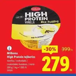 Lidl MILBONA High Protein tejberizs ajánlat