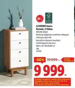 Lidl LIVARNO HOME Komód, 4 fiókos ajánlat