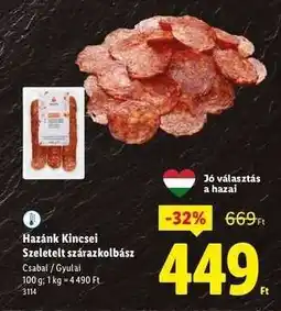 Lidl HAZÁNK KINCSEI Szeletelt szárazkolbász ajánlat