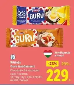 Lidl PÖTTYÖS Guru túródesszert ajánlat