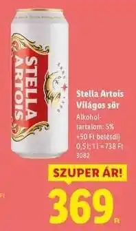 Lidl STELLA ARTOIS Világos sör ajánlat
