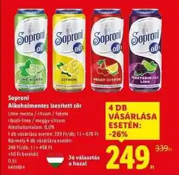 Lidl SOPRONI Alkoholmentes ízesített sör ajánlat