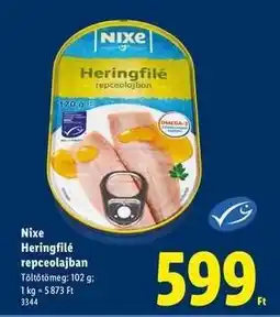 Lidl Nixe Heringfilé repceolajban ajánlat