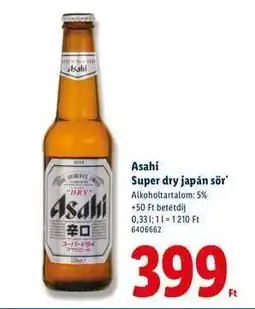 Lidl Asahi Super dry japán sör ajánlat