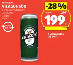 ALDI Karlskrone Világos sör ajánlat