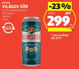 ALDI Borsodi Világos sör ajánlat