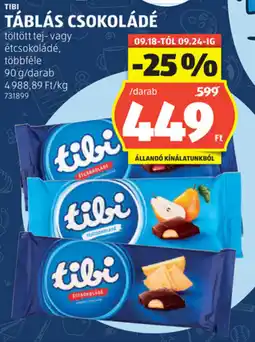 ALDI Tibi Táblás csokoládé ajánlat