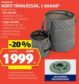 ALDI Gardenline Kerti tárolózsák ajánlat