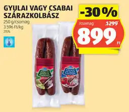 ALDI Gyulai, csabai szárazkolbász ajánlat