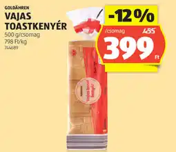 ALDI Goldähren Vajas toastkenyér ajánlat