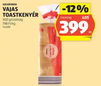 ALDI Goldähren Vajas toastkenyér ajánlat