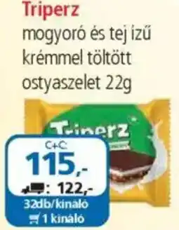 ÁRKLUB Triperz mogyoró és tej ízű krémmel töltött ostyaszelet ajánlat