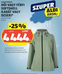 ALDI ADVENTURIDGE Női vagy Férfi Softshell Kabát vagy Dzseki ajánlat