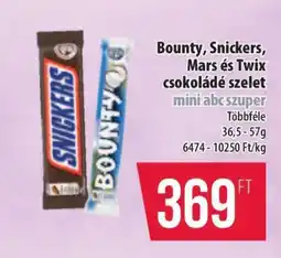 Coop Bounty, Snickers, Mars és Twix csokoládé szelet ajánlat